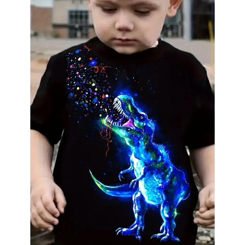 Children's T-Shirt Dinosaur Pattern Boys Clothes Casual O-Neck T-Shirt for a Boy Street Trendy Fashion Tops Children's Clothing