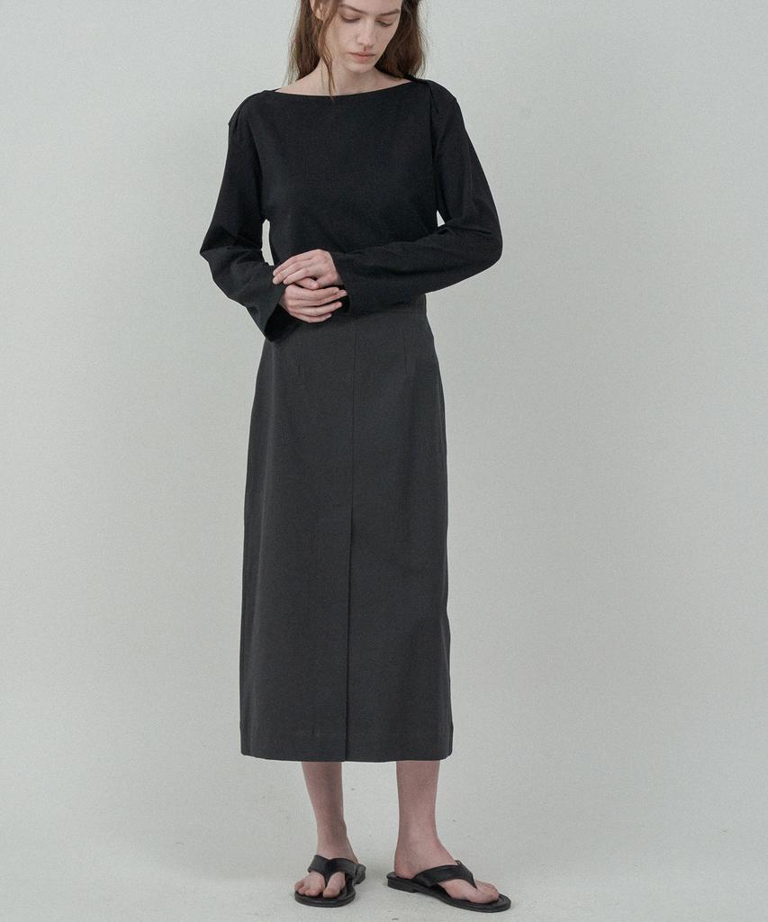 MOTT Autumn Basic Slit Skirt -Gray