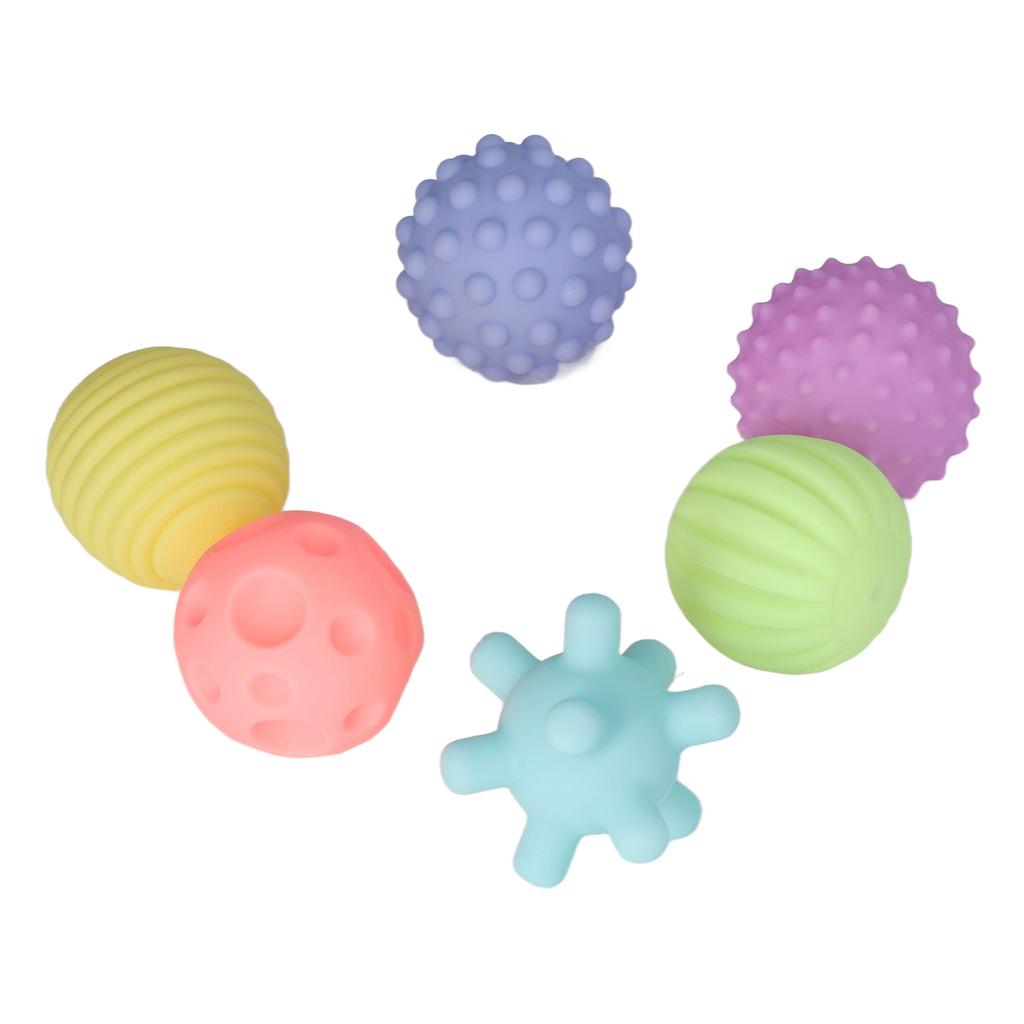 6pcs Baby Textured Ball Set Infant Funny Soft Elastic Multicolor Squeezing Sensory Ball Toy for