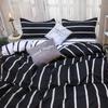 Lightweight Hotel Luxury Duvet Cover 3 Piece Set, Black White Vertical Stripes Ultra Soft Microfiber Breathable Comforter Cover