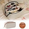 Leather Travel Makeup Bag with Waterproof Surface and Large Capacity for Cosmetics and Accessories
