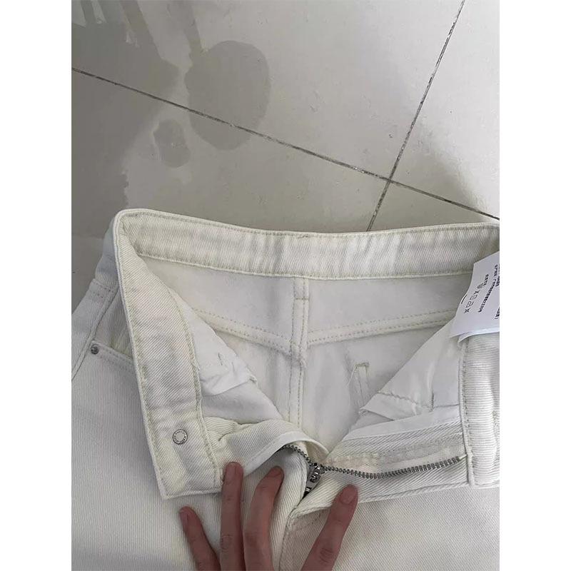 Women's White Wide-Leg Jeans - Plus Size, Loose Fit, Slimming & Casual for Autumn/Winter
