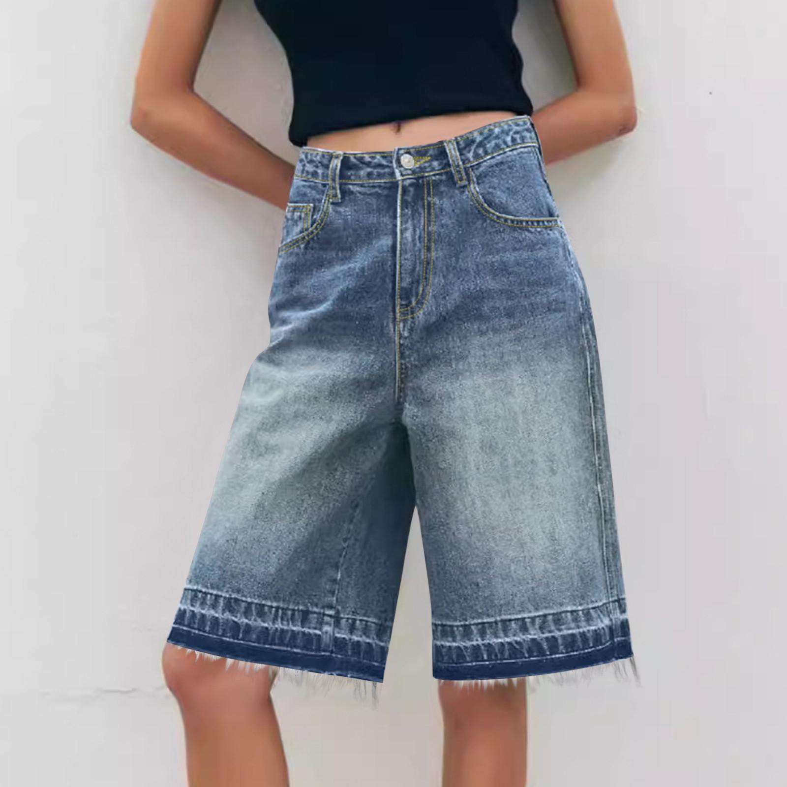 

Женские ретро свободные повседневные джинсовые брюки средней длины с высокой талией S