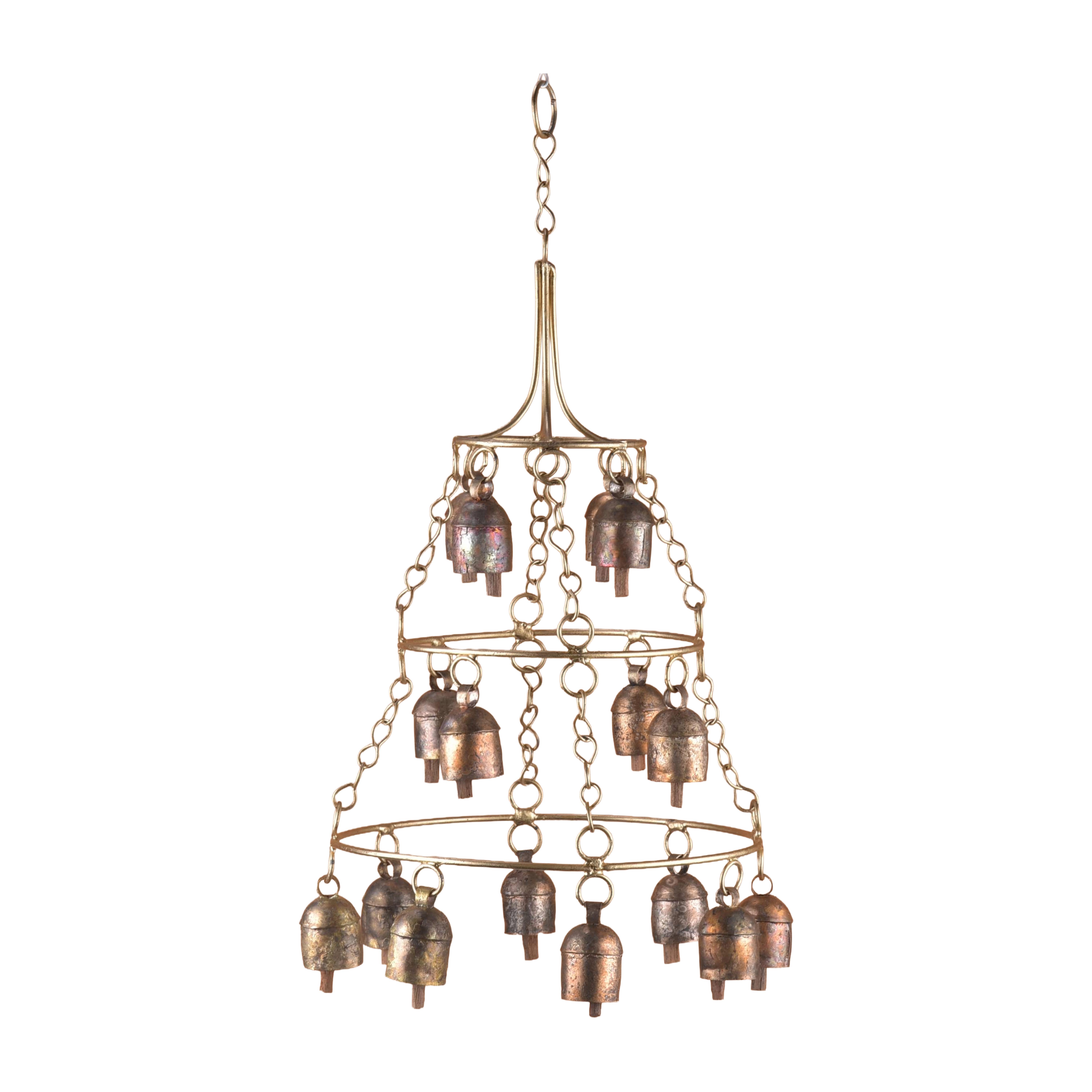 

Медная 16-дюймовая ручная работа для улицы, сада - Глубокий тон, успокаивающие колокольчики для крыльца, патио и дзен-декора для улицы