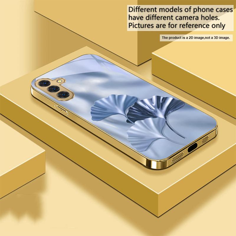 Luxurious Ginkgo Leaves For Samsung Galaxy S20 FE S21 S22 S23 Plus S24 Ultra 25Ultra S21+ S9+ S22Plus Golden glass phone case