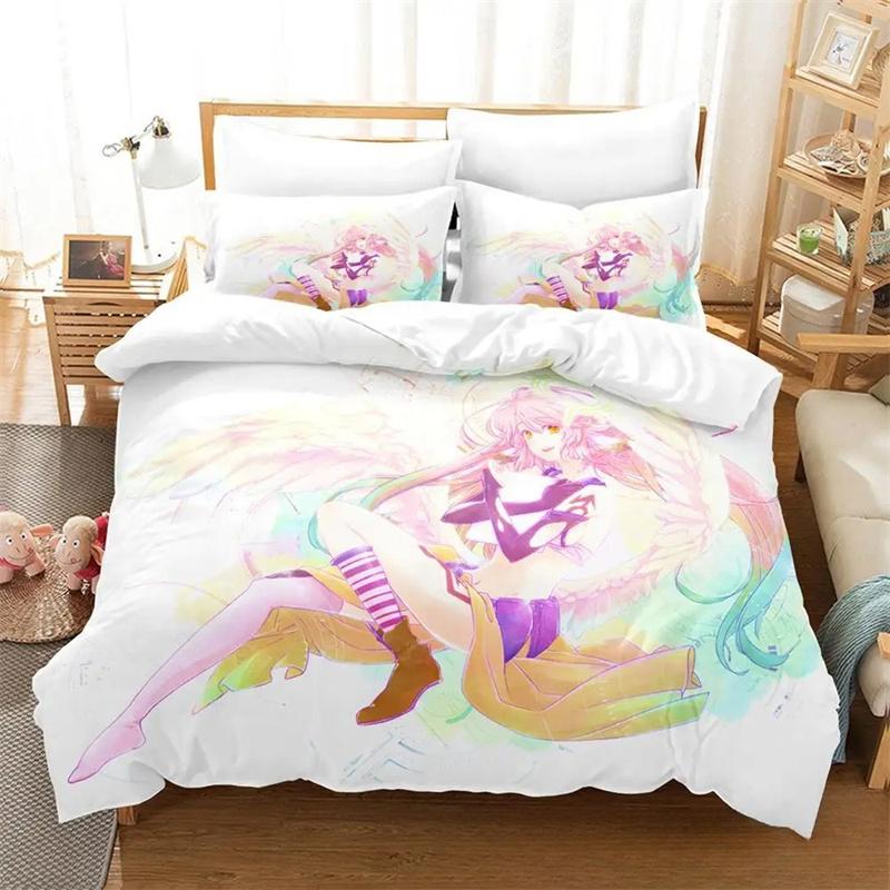 

Durable Modern Twin Queen King 3D Print Anime No Game Life Boys Girls Size Bed Adult Quilt Comforter (quilt)-EU Single(135*200cm)3pcs