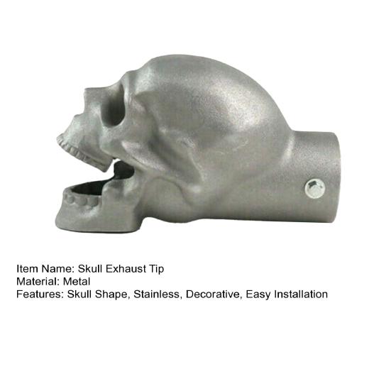 Skull Exhaust Tip Halloween Style Stainless Metal Heat-resistant Cool Motorcycle Exhaust Pipe Decor No Deformation Installation Motorcycle Supplies