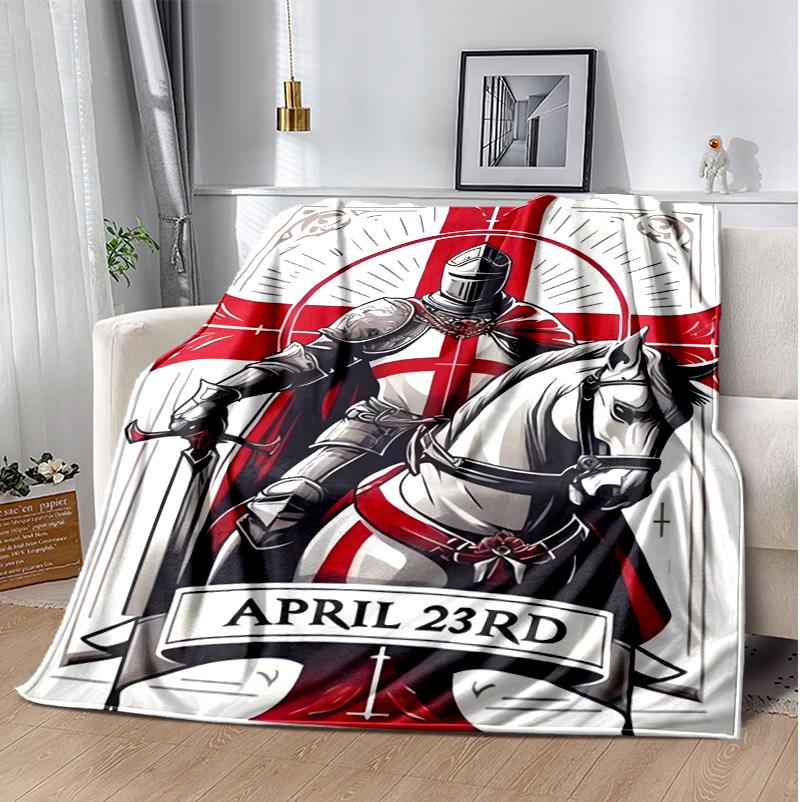 Cross Templars Knight Flannel Blanket Soft Warm All-Season Throw, Design for Camping, Car Travel, Hiking Sofa, Bed, Office Perfect Gift for Parties