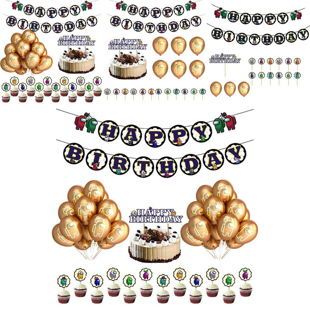Party Birthday Theme Decor Suit Supplies Set Balloon Caketopper Banner