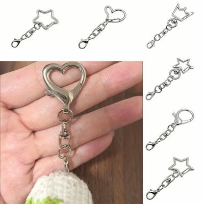 10Pcs Star Heart Keyring Pendant Multi Styles Keychain DIY Accessories  Jewelry Findings