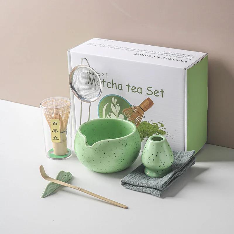 4/7/8pcs Set Traditional Matcha Gift Set Bamboo Matcha Whisk Scoop Ceremic Matcha Bowl Whisk Holder Japanese Tea Teaware Sets