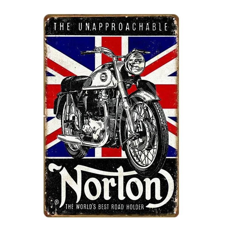 Retro BSA Motorcycles Metal Plate Norton Indian Tin Signs Vintage Metal Poster Garage Decor Club Pub Bar Wall Decoration YJ175