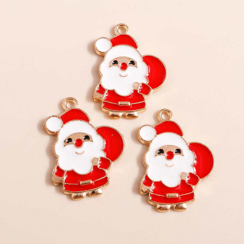 10pcs Enamel Christmas Tree Snowman Pendants Charms for Jewelry Making Earrings Necklace DIY Bracelet Accessories Supplies