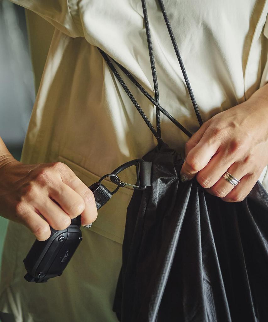 Gordon Miller Cordura Ripstop Nylon Personal Effects Bag, 8L, Highly Water-Resistant, Ultra-Lightweight, with Carabiner, Black, 01813381