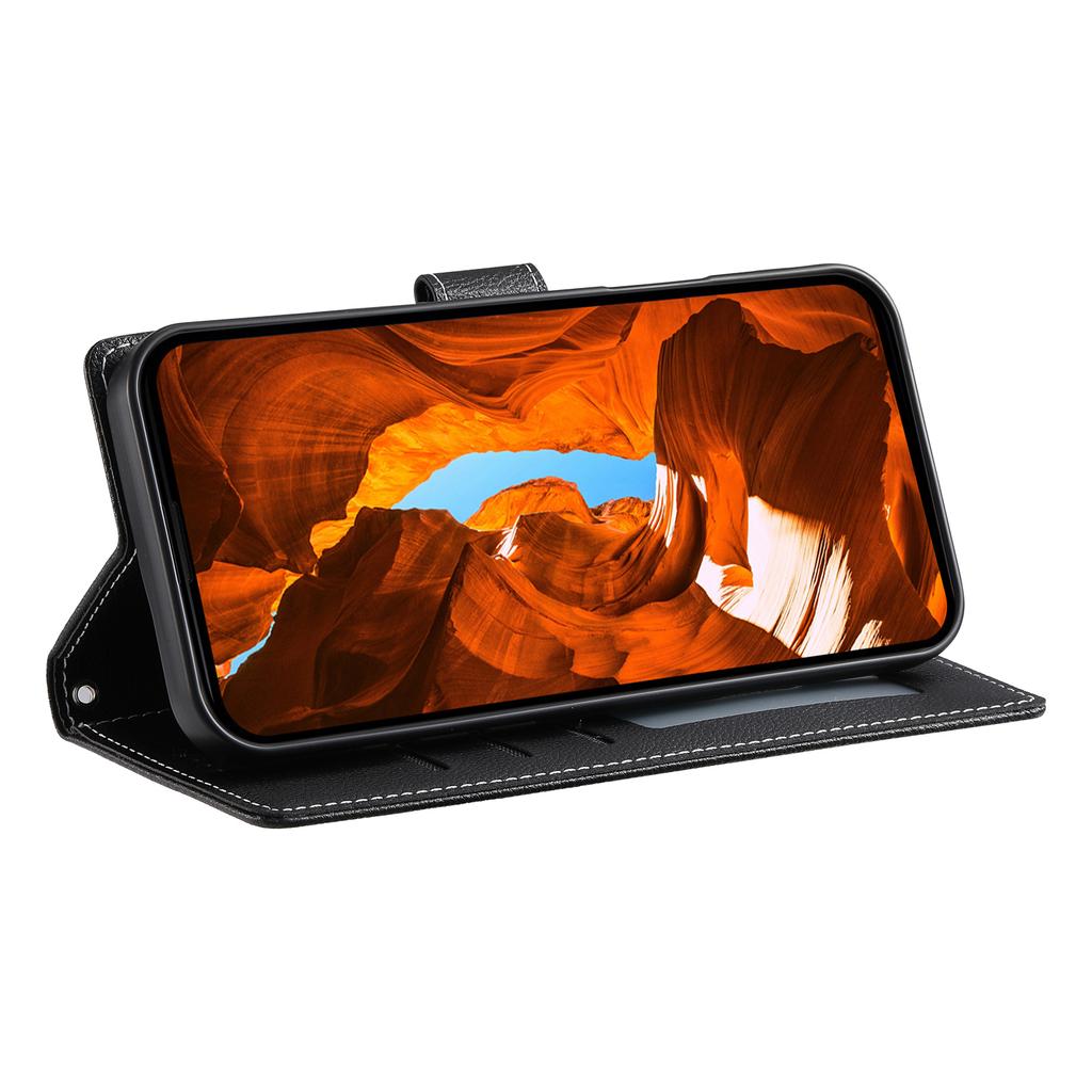 For Xiaomi 15T Pro Case Magnetic Snap Litchi Texture Leather Wallet Phone Cover with Wrist Strap