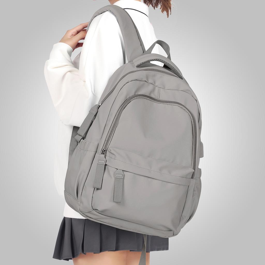 Lässiger Mode-Rucksack mit großem Fassungsvermögen, einfarbiger Schul-Laptop-Rucksack, einfacher süßer Studenten-Schulrucksack mit Reißverschluss für Mädchen und Jungen