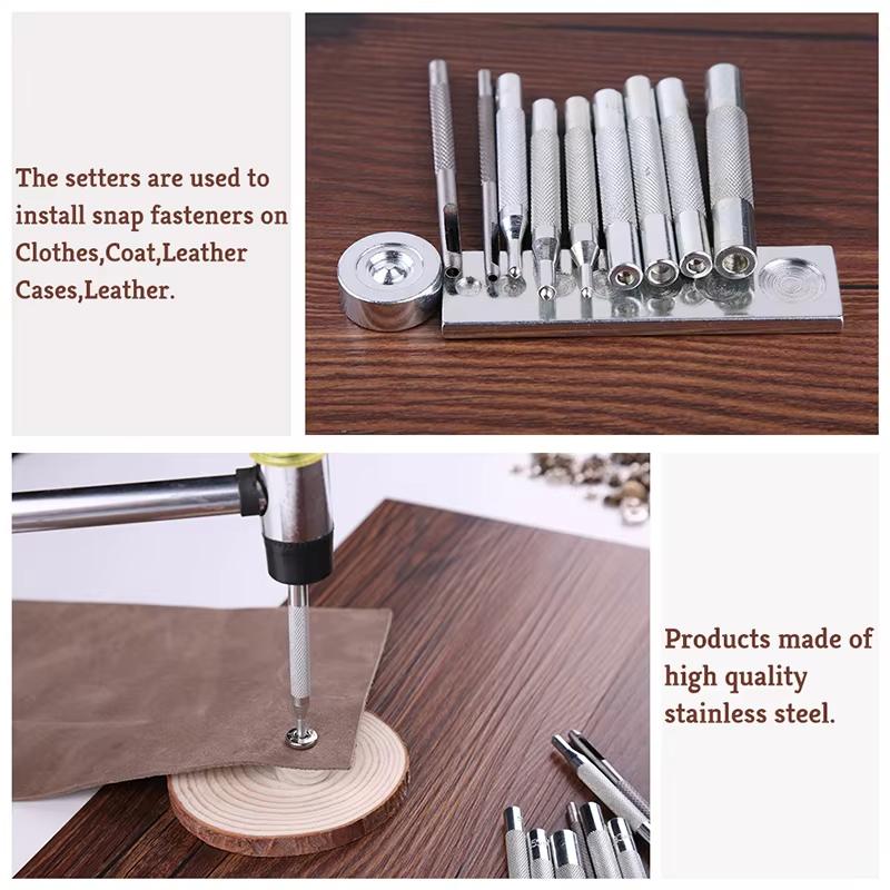 Fenrry 13Pcs/Set Snap Fasteners Installation Tool Kit DIY Buttons Rivets Press Studs Hand Punch Tool Set for Leather Crafts