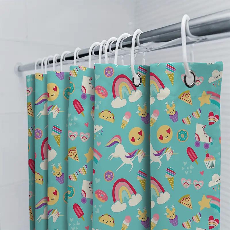 Cute Animal Cartoon Kids Bathroom Shower Curtain Waterproof Nursery Decor Set