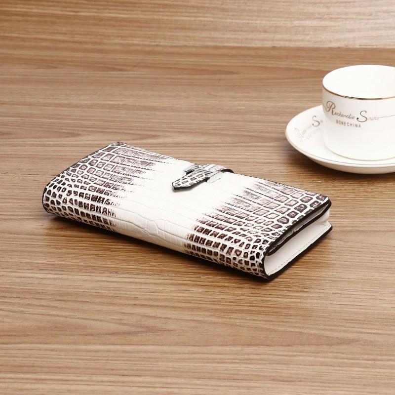 New Crocodile Belly Pattern Himalaya White Women's Wallet Long Short Multi Card Pocket Handbag