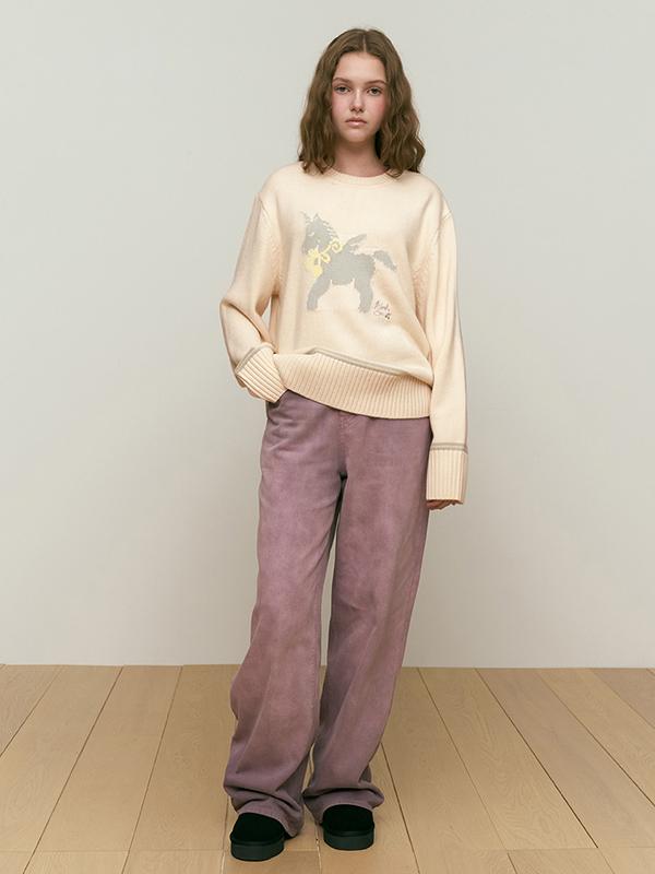 KIRSH Cherry Unicorn Jacquard Knit [Ivory]