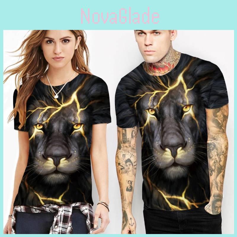 Trendy 3d Printed Lion And Tiger Men's T-shirt Comfortable Loose Fit Summer Wear