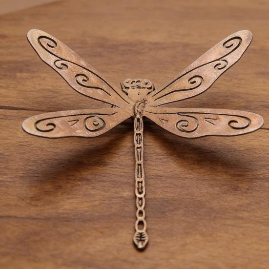 1/2/3Pcs Rusty Dragonfly Decoration Weather-proof 3D Metal Dragonfly Art Statue Indoor Outdoor Garden Patio Backyard Fence Wall Ornament