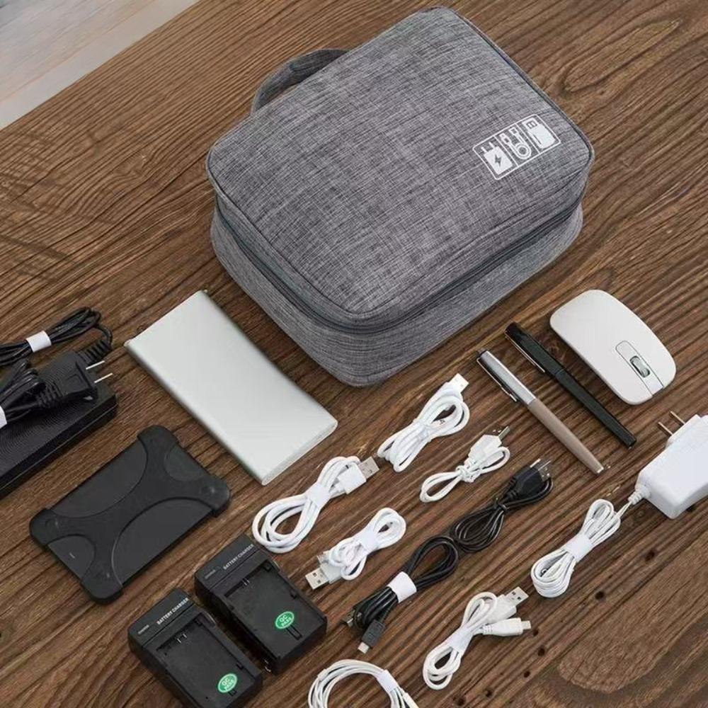 1 Pc Large-capacity Storage Bag, Multi-functional Waterproof Data Cable, Headphone Bag, Partitioned Cosmetic Bag, Convenient Tra