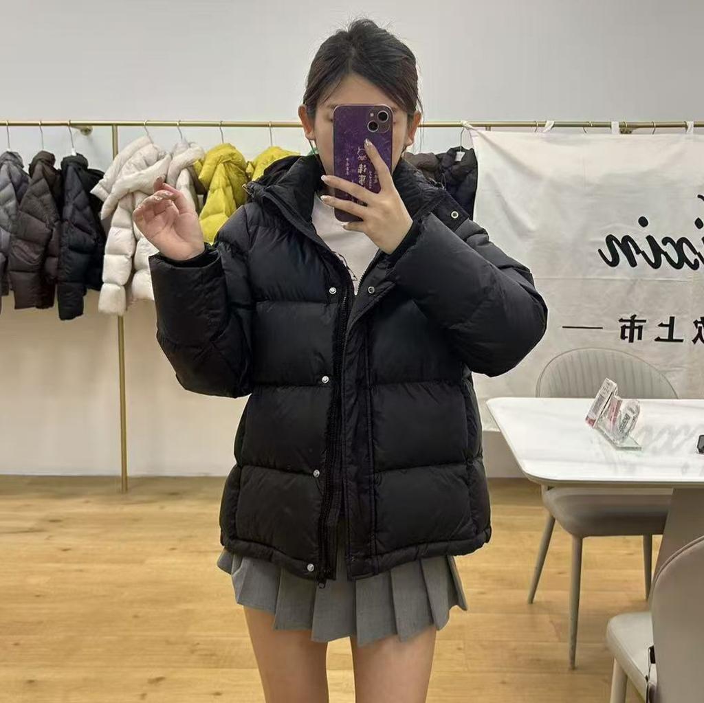 Pinghu down jacket women's winter white duck down thickened short removable hooded sweet small fresh versatile jacket