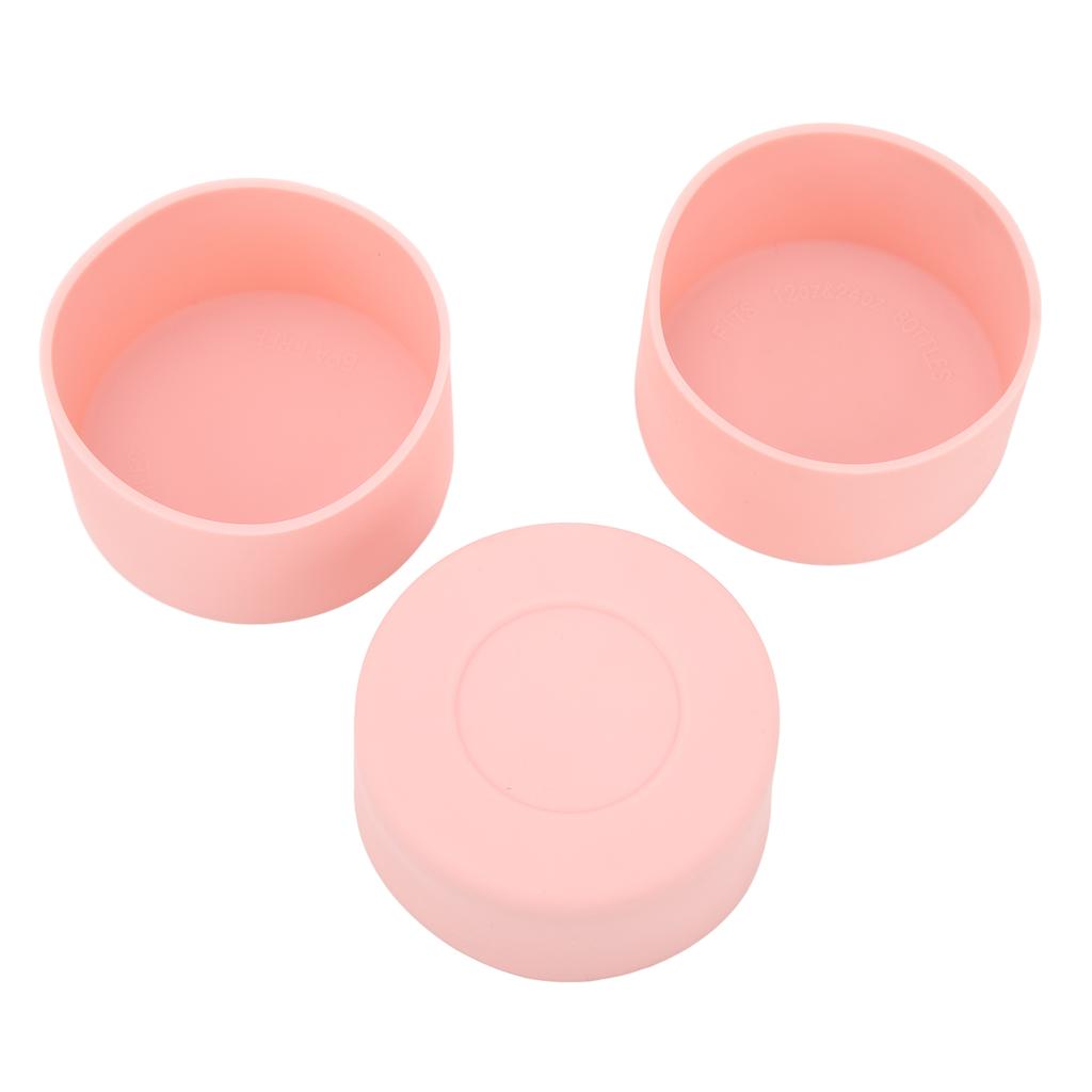 3pcs Protective Silicone Boot Slip Proof High Temperature Resistant Water Bottle Bottom Sleeve Pink