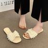 2025 Sandals Pearl with Small Fragrant Wind Beach New Wear Internet Celebrity Skirt Flat Bottom Slippers Women's Summer Fashion Word
