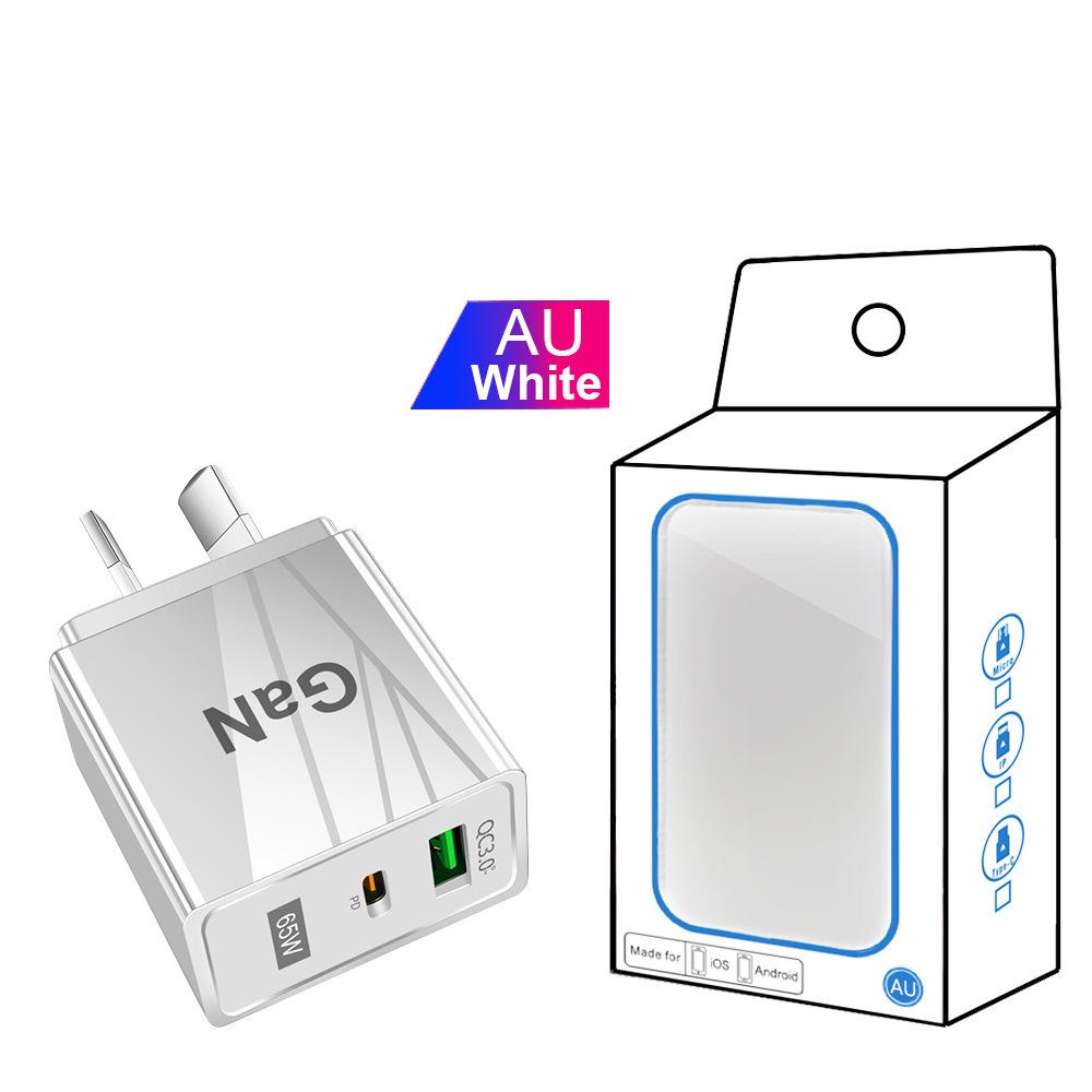 GaN 33W USB Fast Charger: QC 3.0 & PD, US/EU/UK Plug, Ideal for Mobile Phones