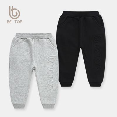 Top Kinder Herbst/Winter 3D Buchstaben Sweatpants mit Samt für Jungen
