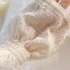 Ice Silk Arm Cover Sun Protection Pleated Puff Bubble Sleeves Women Summer Accessories Beige