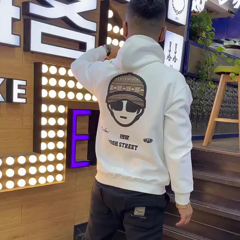 

2025 Autumn/Winter High-End European Style Men s Long-Sleeve Hooded Cotton Sweatshirt L (120-140 Jin)