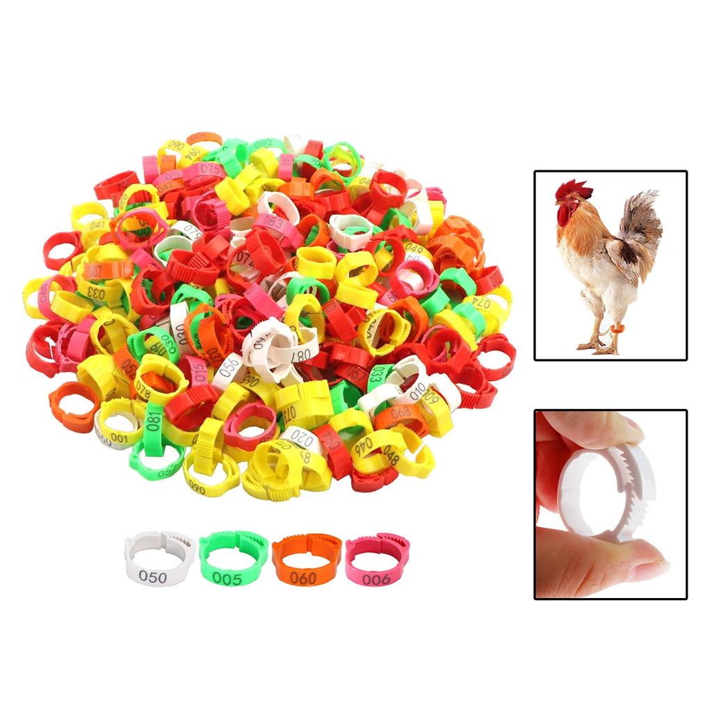 100Pcs Poultry Leg Bands Numbered Tag Markers Chicken Identification Band for Chickens Ducks Goose Poultry Identification Pigeon