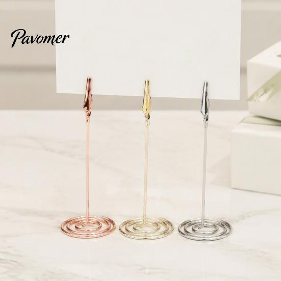 Office Desk Accessories Metal Place Card Holder with Spiral Base, Table Numbers Display Gold Holders Rack, Desktop Memo Photo Clip Stand for Weddings
