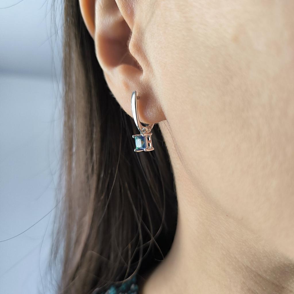 Серебряные серьги с мистик топазом 1ct (2203742)