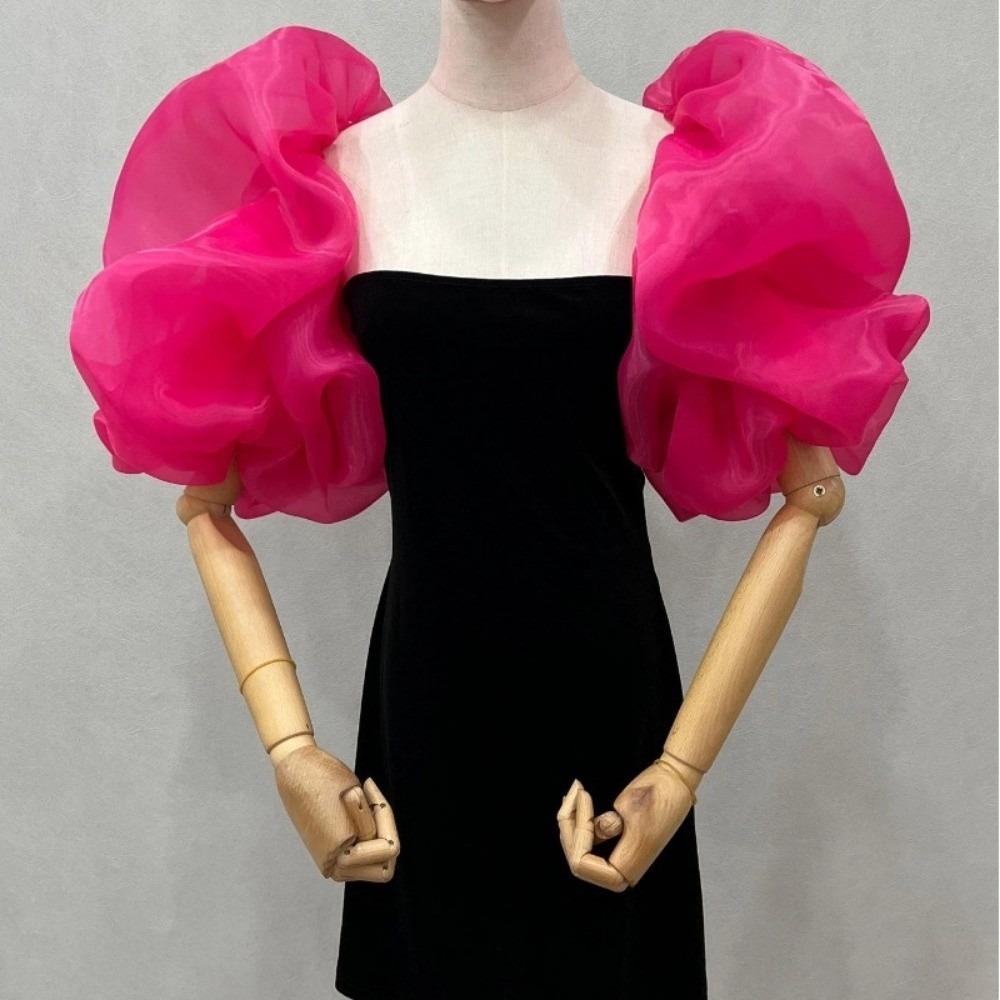DIY Puffy Bridal Sleeves Organza Removeable Short Arm Sleeves Decorative Sleeves for Wedding Gowns
