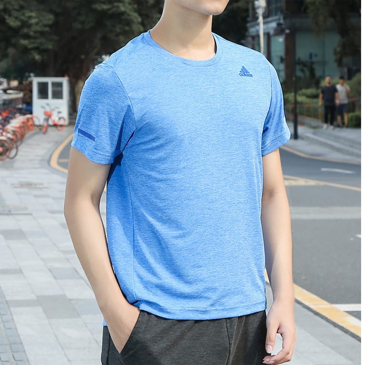 adidas T Shirts Men's Blue Crew Neck Moderate Straight Fit FL8582