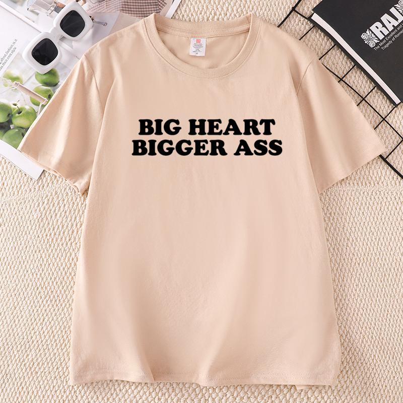 Funny Big Heart Tee Y2K Adult Short Sleeve T Shirt Unisex Causal Loose Cotton Comfortable Tshirts 90s Tshirt Streetwear Clothes