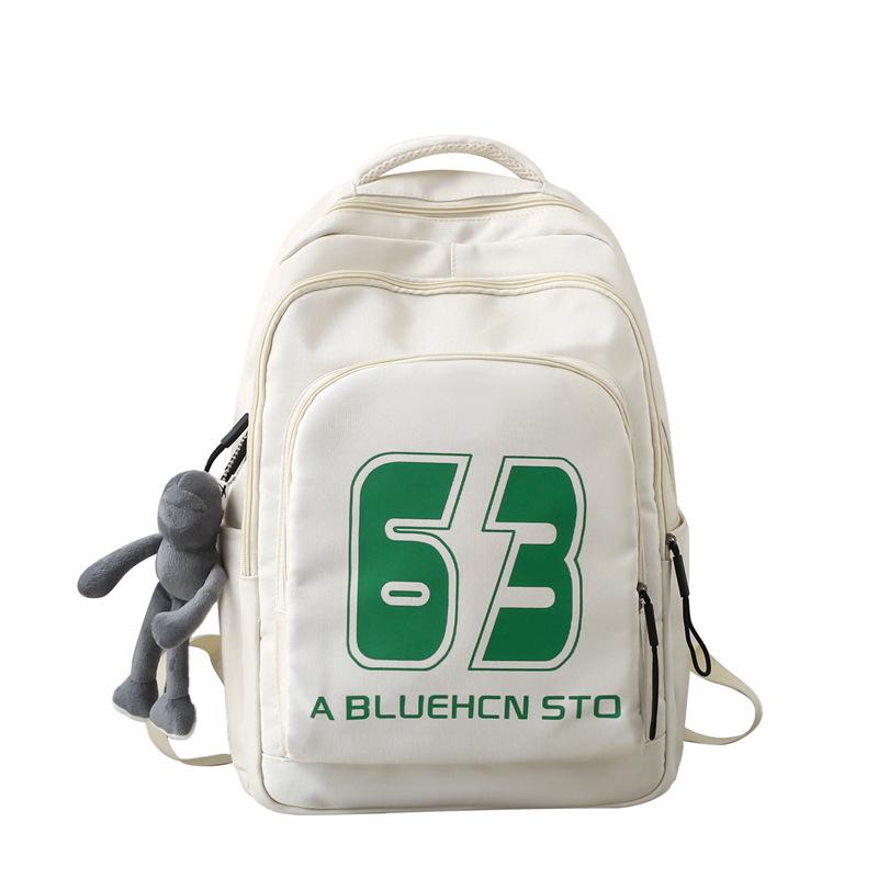

Trendy Letter Lightweight Large Capacity Multi-Compartment Backpack for Autumn/Winter - Durable, Sturdy, and Wear-Resistant School Travel Bag брудно-білий