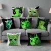 Cute Green Alien Catt Pillow Cover Soft Microfiber Pillowcase Home Sofa Decor Surprise Decorative Printed