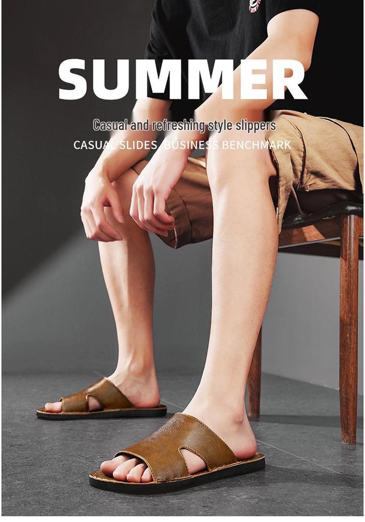 Men's Summer British Style Sandals: Single Strap Non-slip Beach and Outdoor Casual Slippers, Large Size
