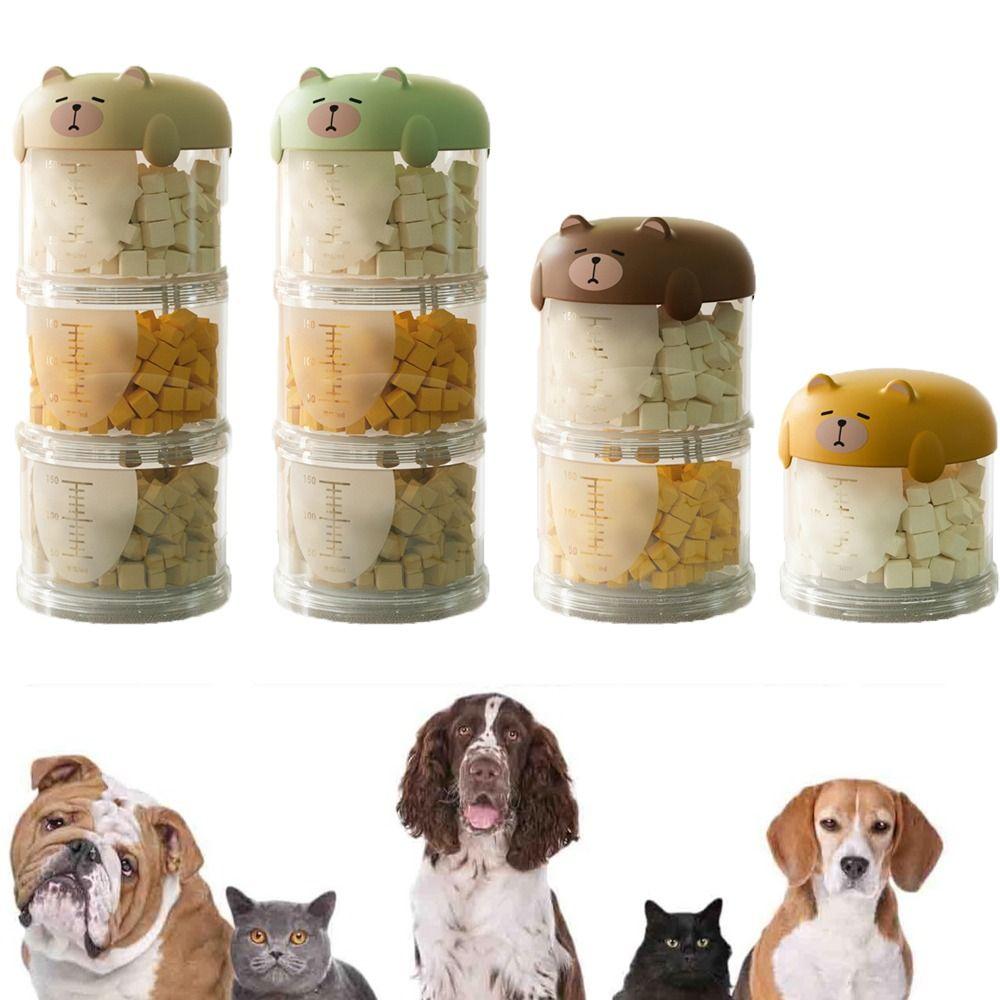 Portable Plastic Multi-Layer Cat Food Box Moisture-Proof Cute Pet Food Packing Box Sealed Cat Food Bucket Outdoor