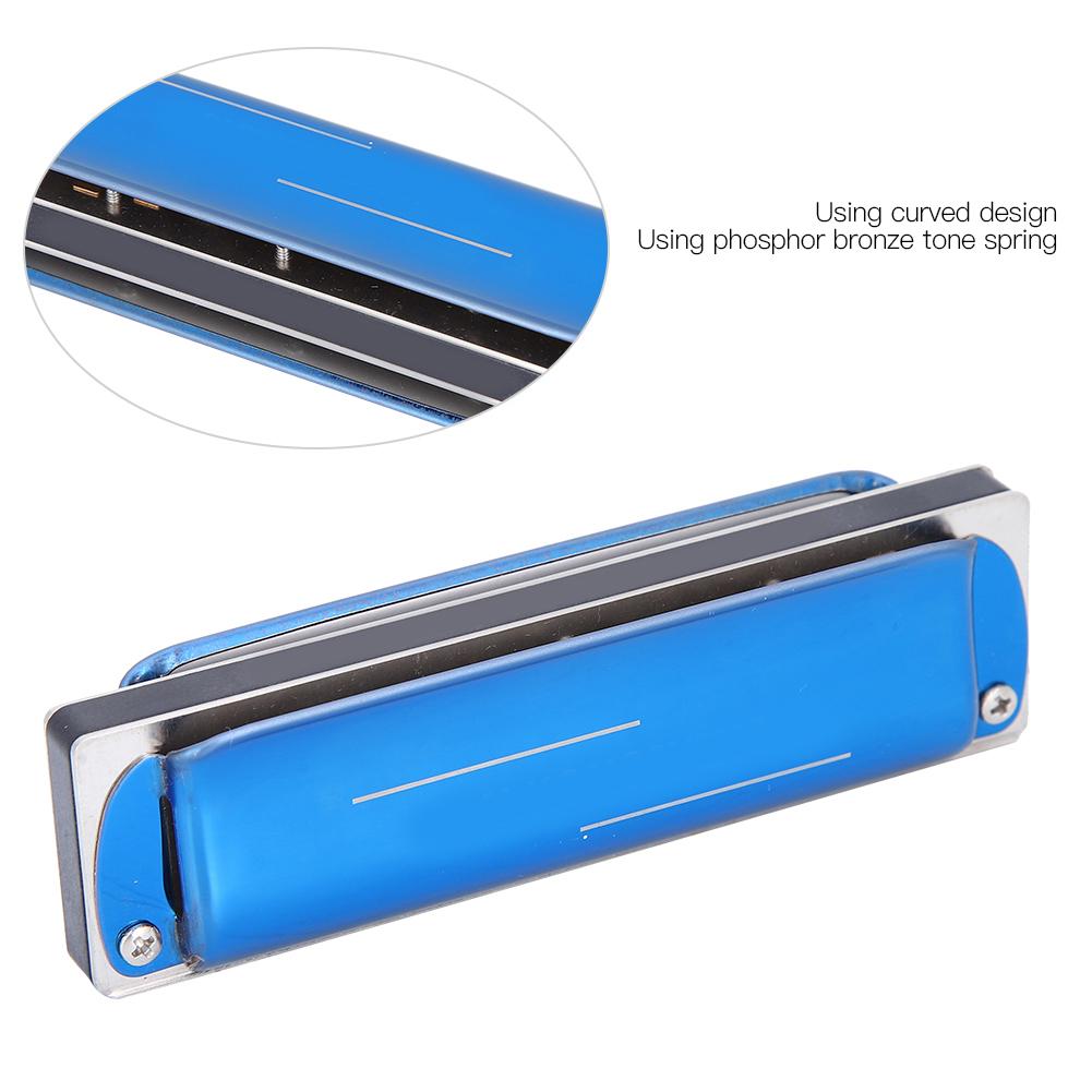 Blues Harp Mundharmonika 10-;Loch Professionelles Mundharmonika G-Ton Geschenke Edelstahlabdeckung(blau )