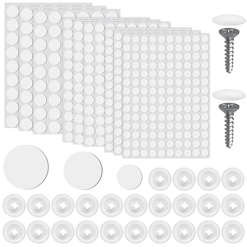 680 шт. самоклеящихся наклеек и заглушек для отверстий под шурупы, 0,47 дюйма 0,59 дюйма 0,83 дюйма, пылезащитные белые мебельные колпачки для саморезов, саморезы 1020