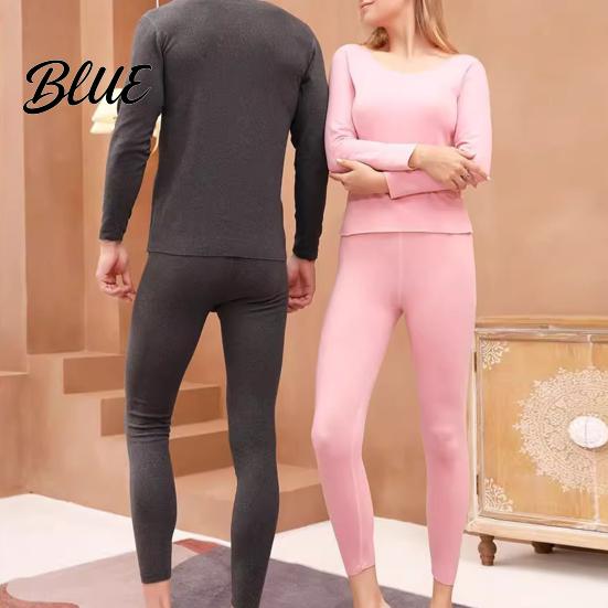 Homewear Top Pants Set 2 Pcs/Set Winter Woemn Thermal Underwear Round Neck Seamless Long Sleeve Solid Color Suit Warm Slim Fit High Elastic