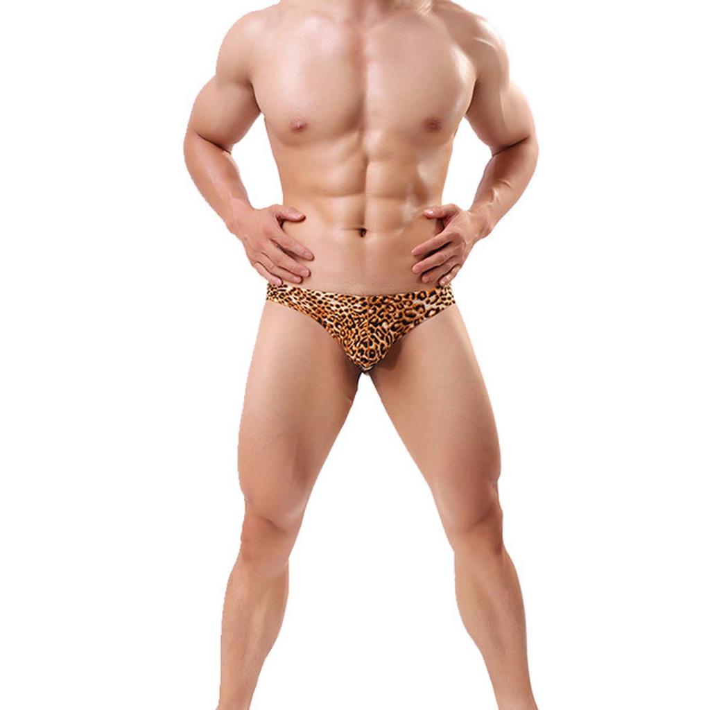1PC Men Sexy Leopard Briefs Breathable Elastic Moisture Wicking Underpants