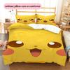 Pikachu Pokémon Pattern Bedding Home Decoration Birthday Gift (1 * Duvet Cover + 2 * Pillowcase, Without Core)