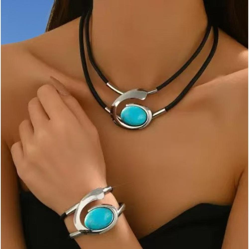 Stylish Versatile Simple Necklace Bracelet Set Women's Wear